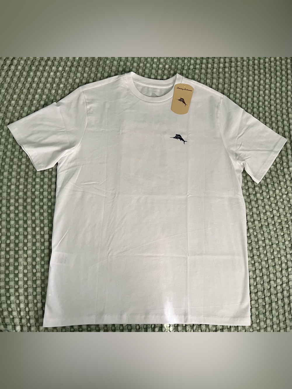 Tommy Bahama White Short Sleeve Tee with Navy Marlin